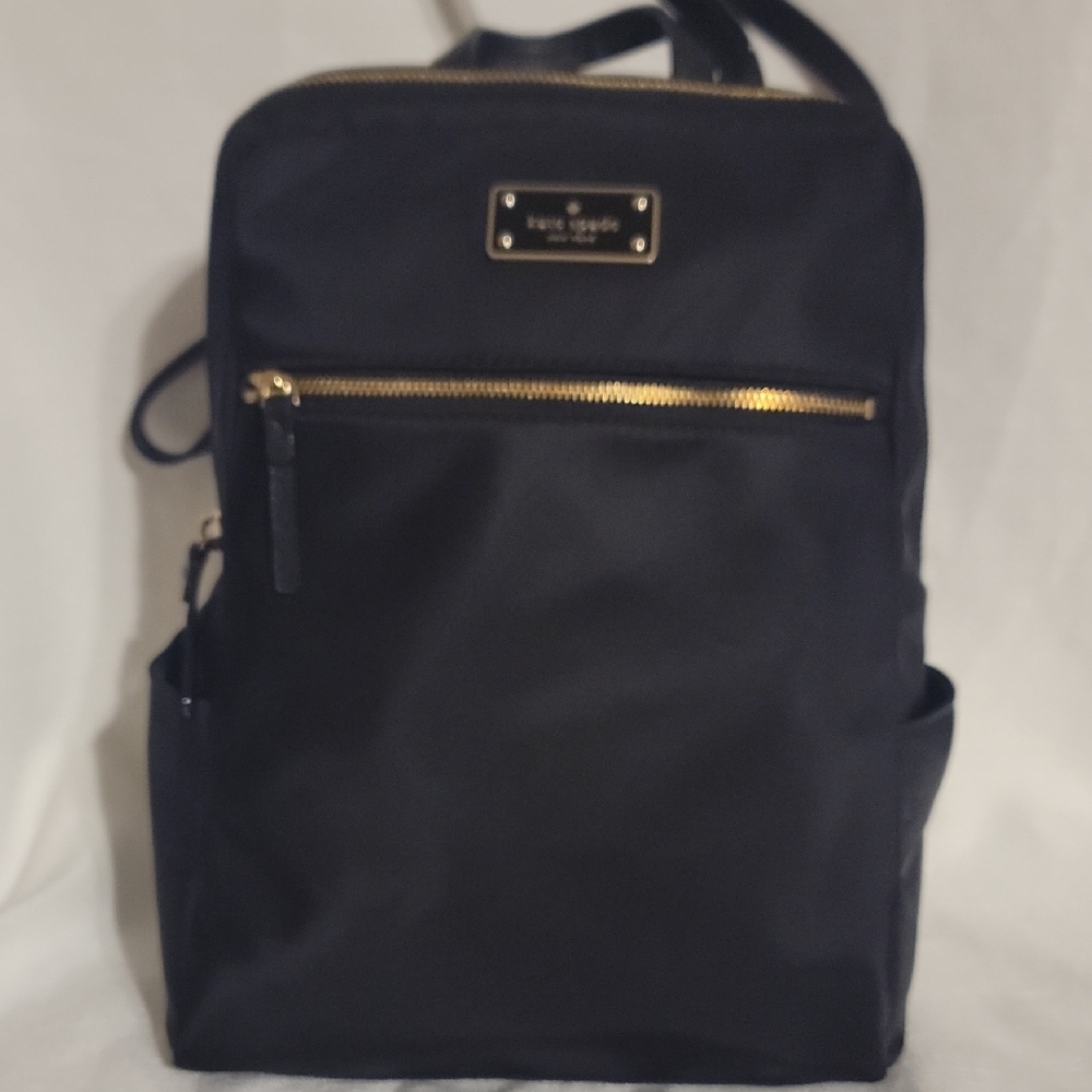 Kate Spade Black Backpack with Gold Details